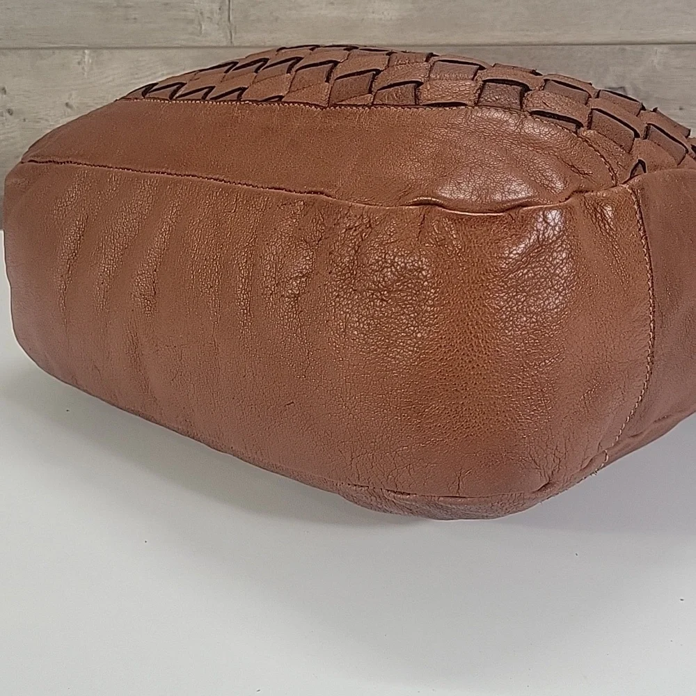 Civico 93 Brown Woven Leather Tote Shoulder Bag - Brown